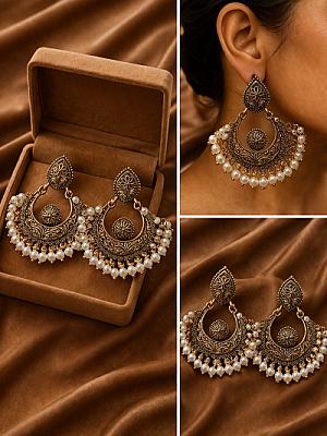 Golden Chandbali Earrings