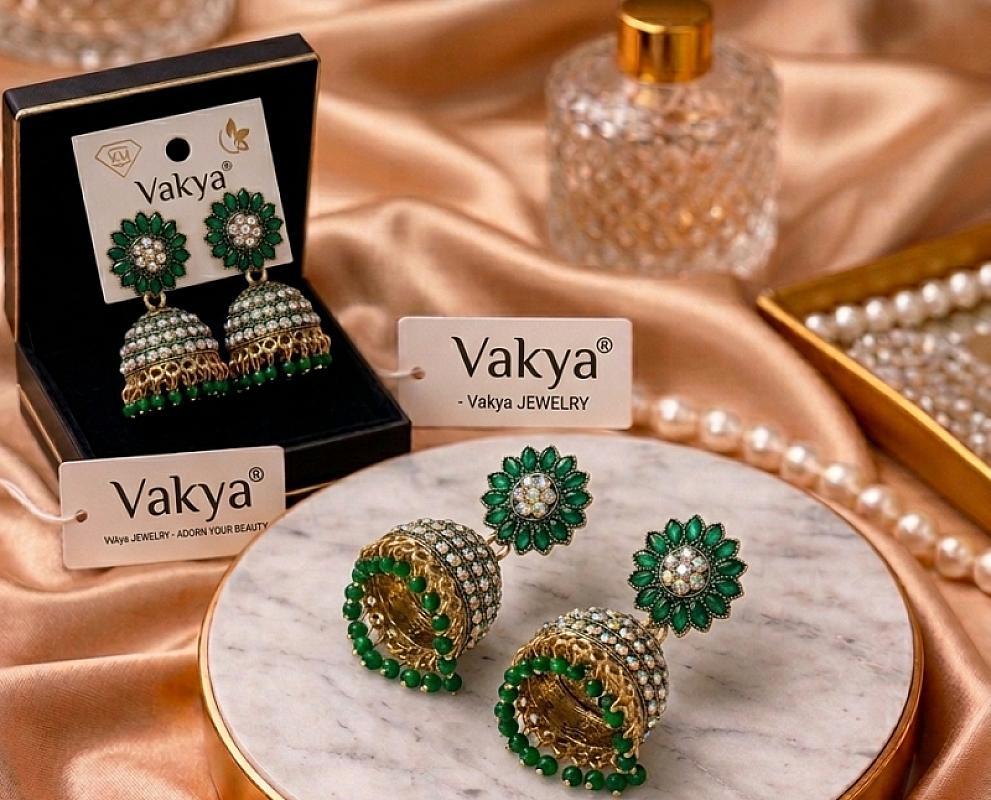 Green And Golden Jhumka 