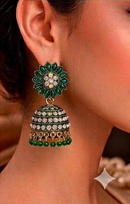 Green And Golden Jhumka 