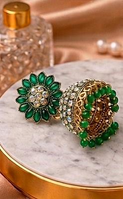Green And Golden Jhumka 