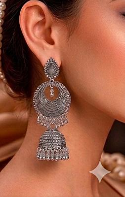 Silver Chandbali Earrings