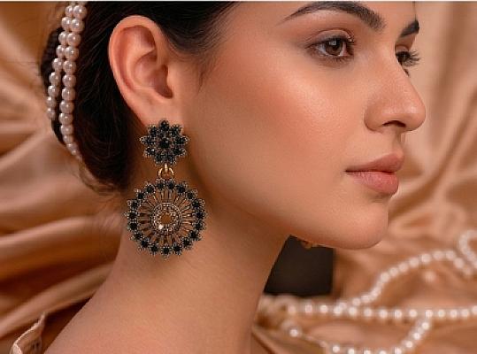 Black Chandbali Earrings