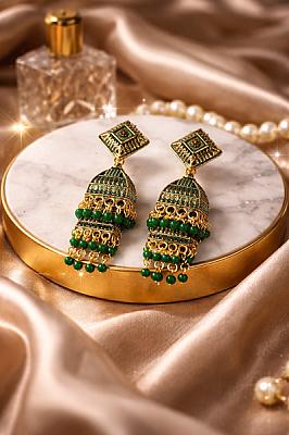 Jhumki Chandbali Earring Silver Coated