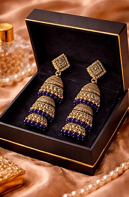  Blue AndGolden Jhumka 