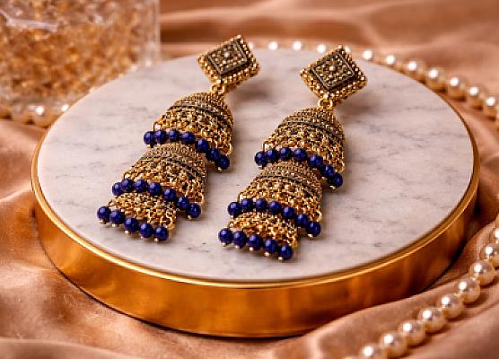  Blue AndGolden Jhumka 