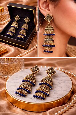  Blue AndGolden Jhumka 