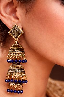  Blue AndGolden Jhumka 
