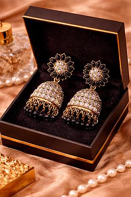  Black And Golden Jhumka 