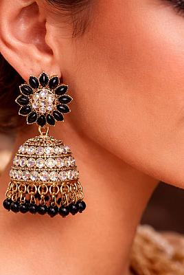 Black And Golden Jhumka 